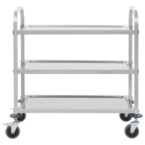 Carrello da Cucina a 3 Livelli-Scaffale per Cucina 95x45x83,5 cm in Acciaio Inox