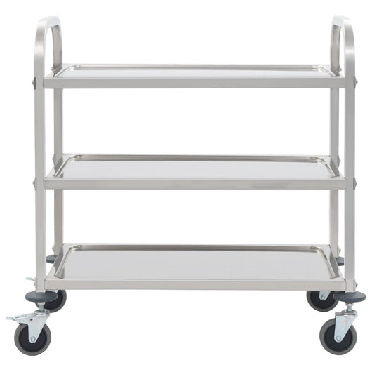 Carrello da Cucina a 3 Livelli-Scaffale per Cucina 95x45x83,5 cm in Acciaio Inox