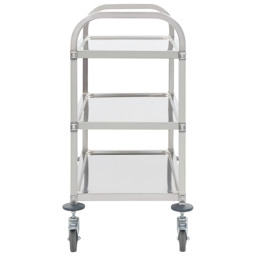 Carrello da Cucina a 3 Livelli-Scaffale per Cucina 95x45x83,5 cm in Acciaio Inox
