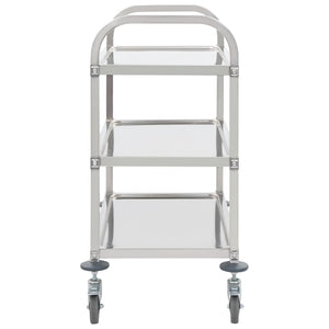 Carrello da Cucina a 3 Livelli-Scaffale per Cucina 95x45x83,5 cm in Acciaio Inox