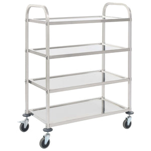 Carrello da Cucina a 4 Livelli 107x55x125 cm in Acciaio Inox cod mxl 68683