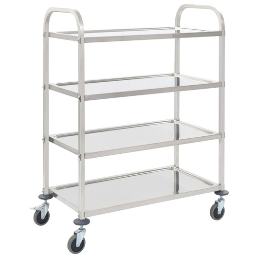 Carrello da Cucina a 4 Livelli 107x55x125 cm in Acciaio Inox cod mxl 68683