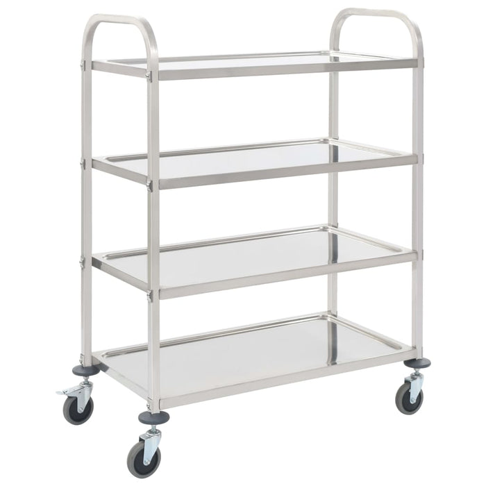 Carrello da Cucina a 4 Livelli 107x55x125 cm in Acciaio Inox cod mxl 68683