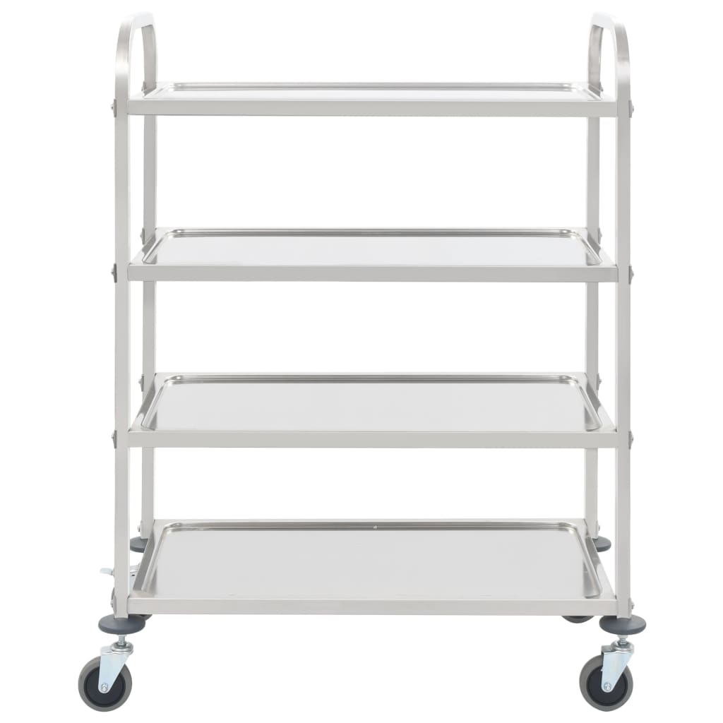 Carrello da Cucina a 4 Livelli 107x55x125 cm in Acciaio Inox cod mxl 68683