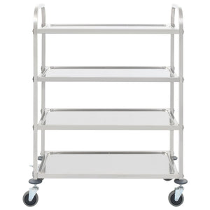 Carrello da Cucina a 4 Livelli 107x55x125 cm in Acciaio Inox cod mxl 68683