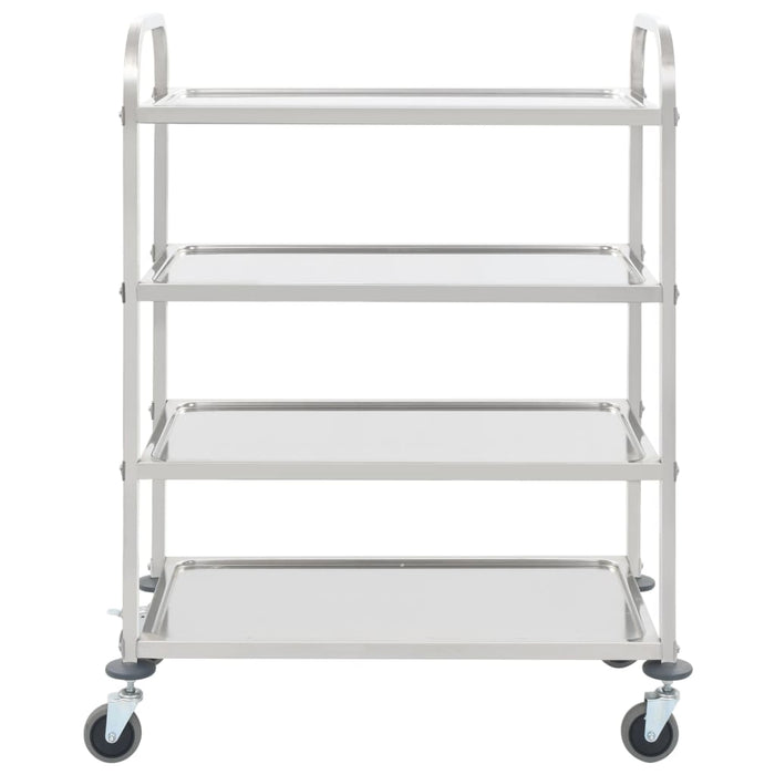 Carrello da Cucina a 4 Livelli 107x55x125 cm in Acciaio Inox 50916