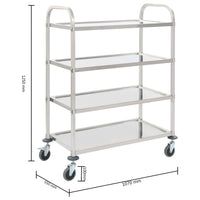 Carrello da Cucina a 4 Livelli-Scaffale per Cucina 107x55x125 cm in Acciaio Inox