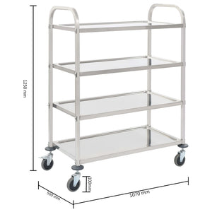 Carrello da Cucina a 4 Livelli-Scaffale per Cucina 107x55x125 cm in Acciaio Inox