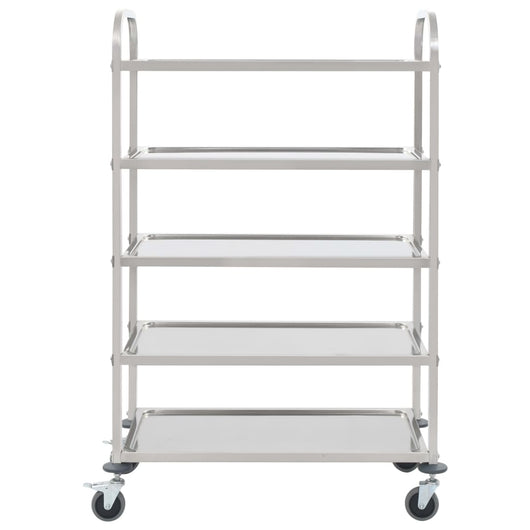Carrello da Cucina a 5 Livelli-Scaffale per Cucina 107x55x147 cm in Acciaio Inox