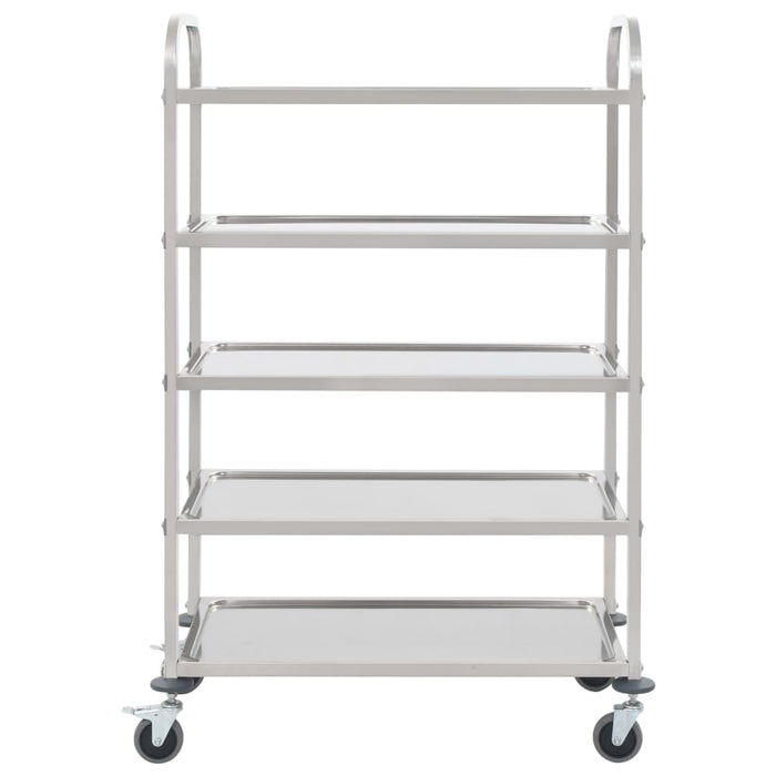 Carrello da Cucina a 5 Livelli-Scaffale per Cucina 107x55x147 cm in Acciaio Inox