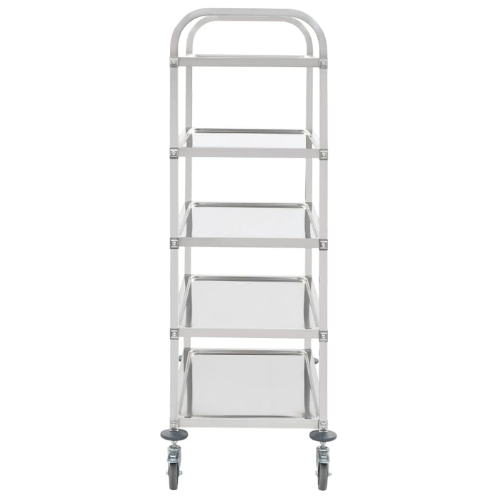 Carrello da Cucina a 5 Livelli 107x55x147 cm in Acciaio Inox cod mxl 74795