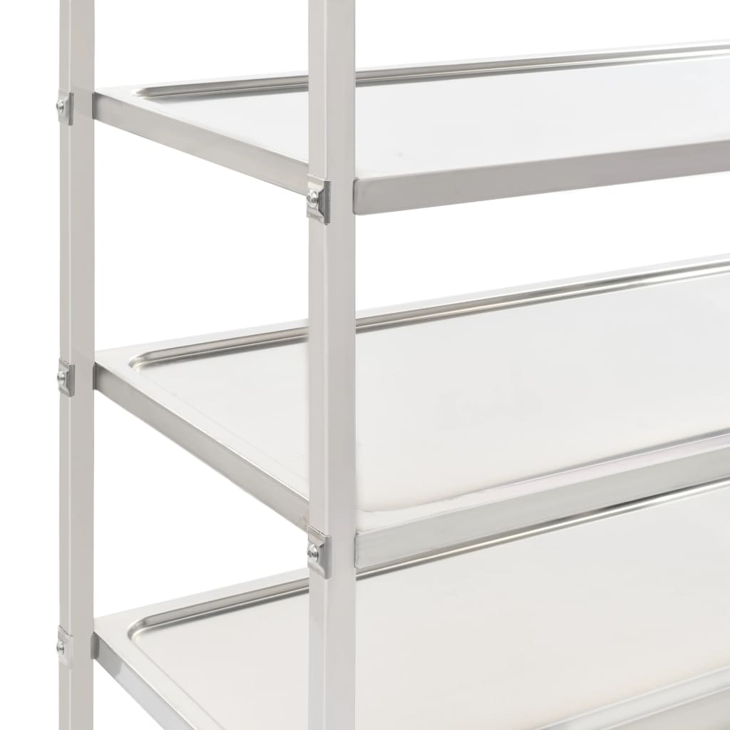 Carrello da Cucina a 5 Livelli-Scaffale per Cucina 107x55x147 cm in Acciaio Inox