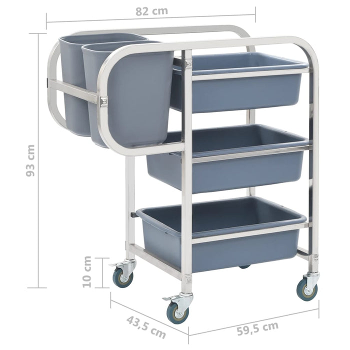 Carrello da Cucina con Contenitori-Scaffale per Cucina in Plastica 82x43,5x93 cm