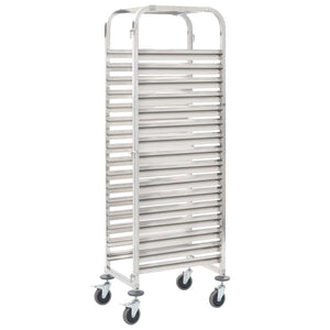 Carrello da Cucina per 16 Vassoi 38x55x163 cm in Acciaio Inoxcod mxl 79625