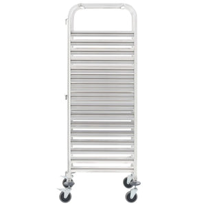 Carrello da Cucina-Scaffale per Cucina per 16 Vassoi 38x55x163 cm in Acciaio Inox