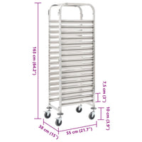 Carrello da Cucina per 16 Vassoi 38x55x163 cm in Acciaio Inox 50920