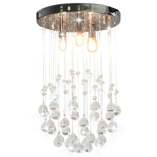 Lampadario Perle di Cristallo a Sfera Argento 3  Lampadine G9 cod mxl 76642