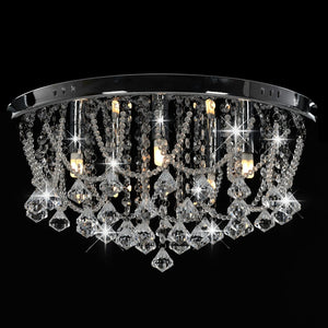 Lampadario Perle di Cristallo Argento Rotondo 4  Lampadine G9 281583
