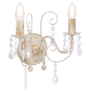 Lampada da Muro con Perle Bianca per 2 Lampadine E14 cod mxl 72557