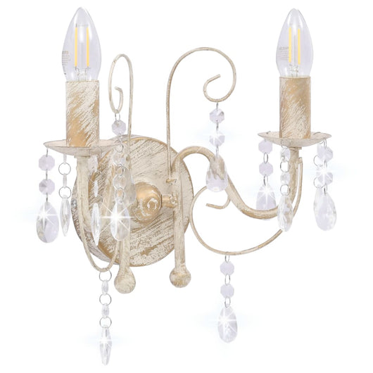 Lampada da Muro con Perle Bianca per 2 Lampadine E14 281590