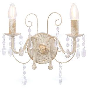 Lampada da Muro con Perle Bianca per 2 Lampadine E14 cod mxl 72557