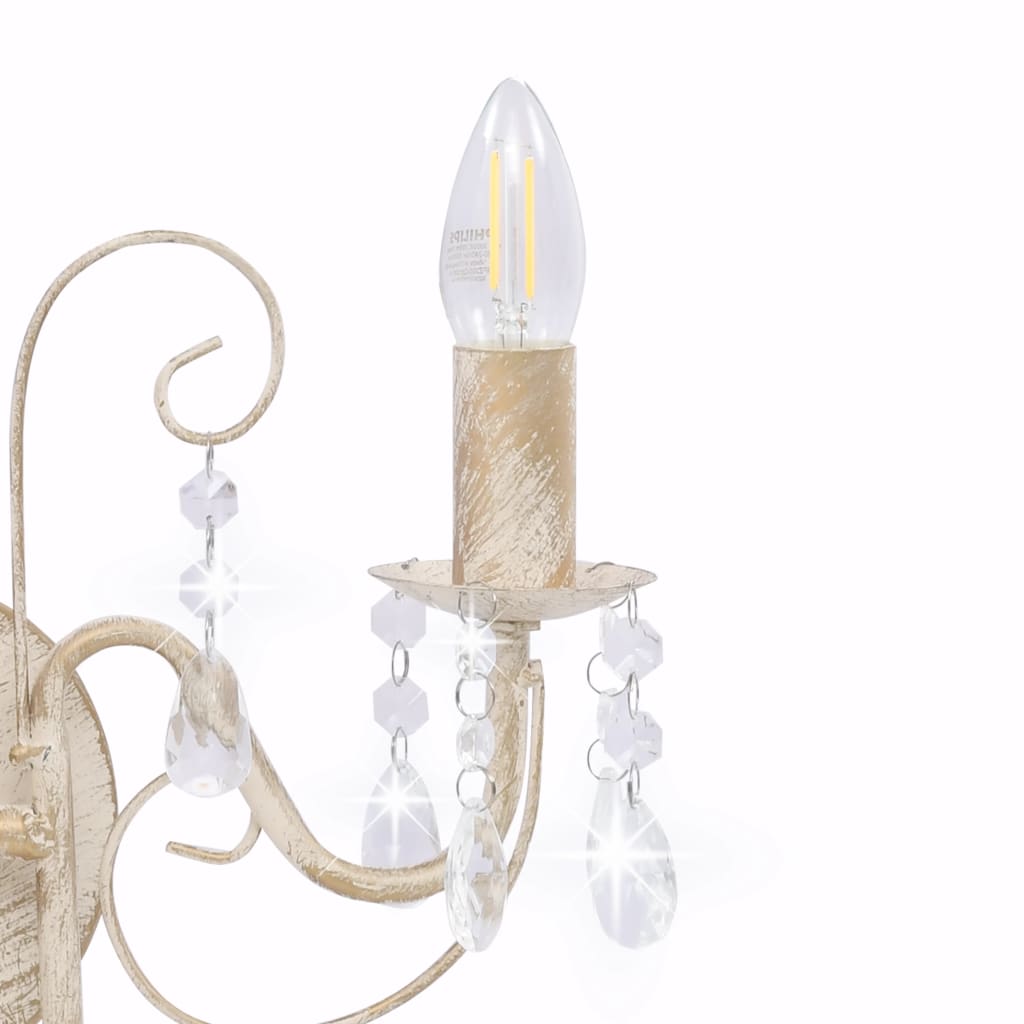 Lampada da Muro con Perle Bianca per 2 Lampadine E14 cod mxl 72557
