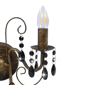 vidaXL Lampada da Muro con Perle Nero Anticato per 2 Lampadine E14