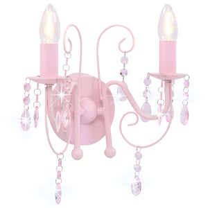 Lampada da Muro con Perle Rosa 2 Lampadine E14 cod mxl 55031