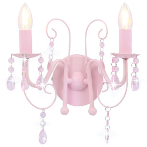 Lampada da Muro con Perle Rosa 2 Lampadine E14 cod mxl 55031