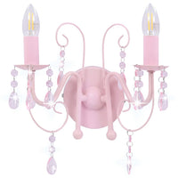 Lampada da Muro con Perle Rosa 2 Lampadine E14 cod mxl 55031