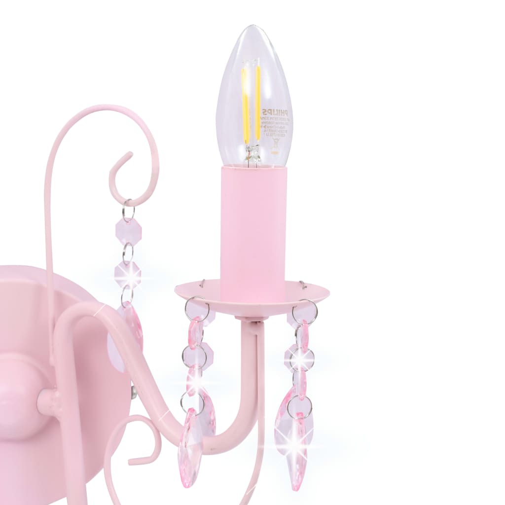 Lampada da Muro con Perle Rosa 2 Lampadine E14 cod mxl 55031