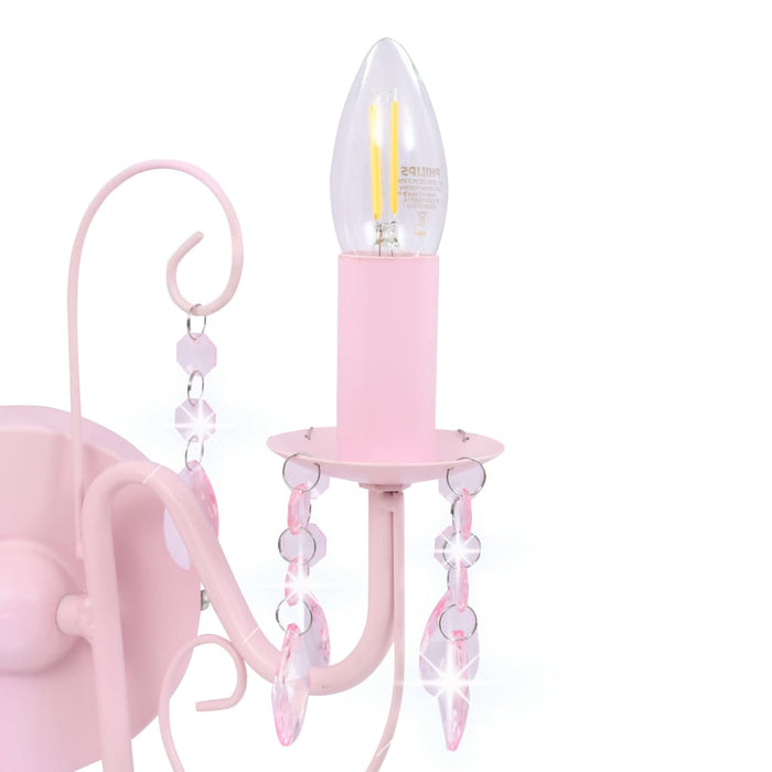 Lampada da Muro con Perle Rosa 2 Lampadine E14 cod mxl 55031
