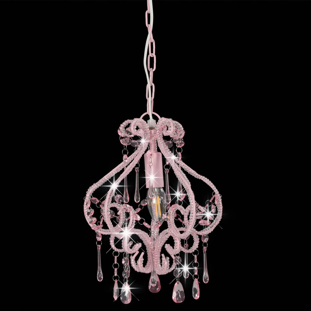 Lampadario con Perle Rosa Rotondo E14 281595
