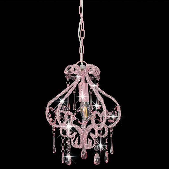 Lampadario con Perle Rosa Rotondo E14 281595