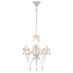 Lampadario con Perline Bianco Tondo 3 E14 cod mxl 75105