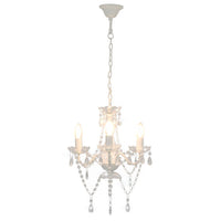 Lampadario con Perline Bianco Tondo 3 E14 281596