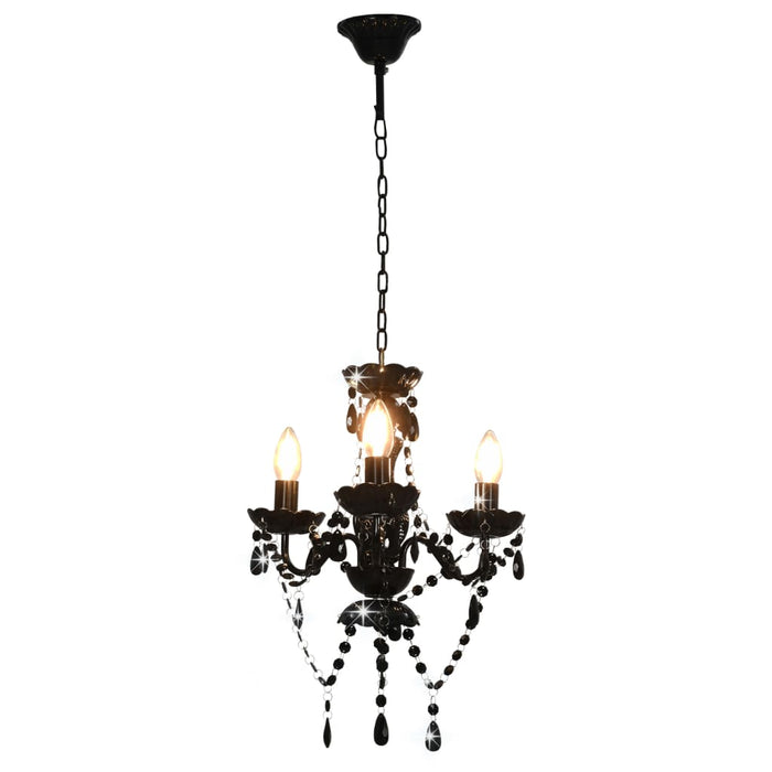 Lampadario con Perline Nero Tondo 3 E14 cod mxl 72757