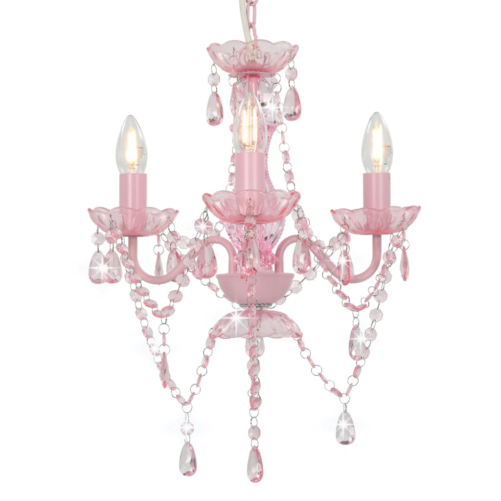 Lampadario con Perline Rosa Tondo 3 E14cod mxl 127823
