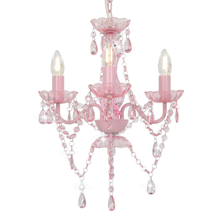 Lampadario con Perline Rosa Tondo 3 E14cod mxl 127823