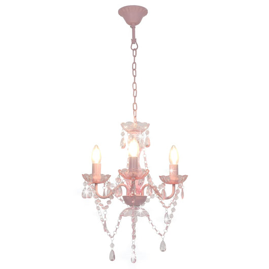 Lampadario con Perline Rosa Tondo 3 E14 281598