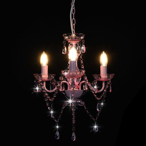 Lampadario con Perline Rosa Tondo 3 E14 281598