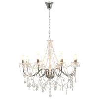 Lampadario con Perline Argento 8 Lampadine E14 281606