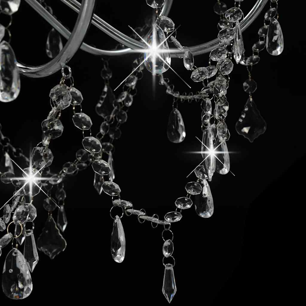 Lampadario con Perline Argento 8 Lampadine E14 281606