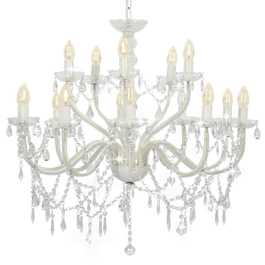 Candelabro a 2 Livelli Bianco 15 Lampadine E14 cod mxl 53549