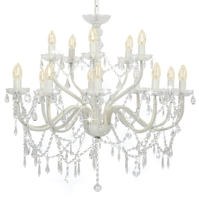Candelabro a 2 Livelli Bianco 15 Lampadine E14 cod mxl 53549