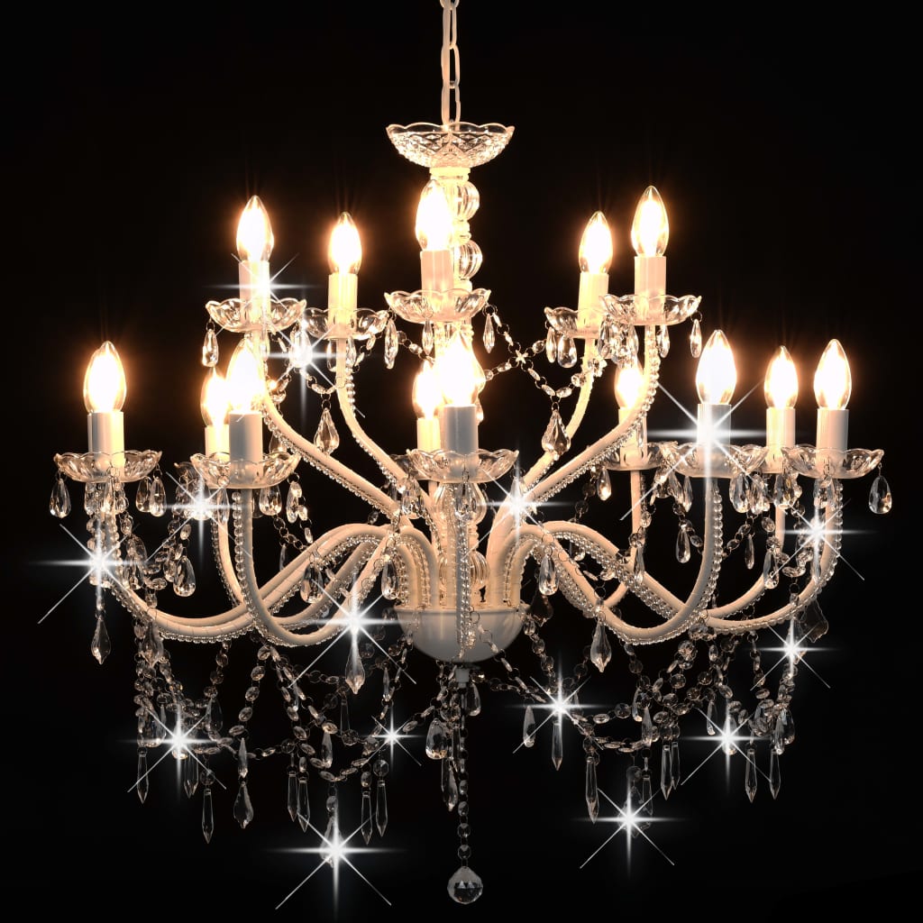 Candelabro a 2 Livelli Bianco 15 Lampadine E14 cod mxl 53549