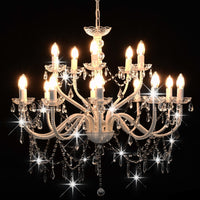 Candelabro a 2 Livelli Bianco 15 Lampadine E14 281612