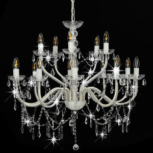 Candelabro a 2 Livelli Bianco 15 Lampadine E14 281612
