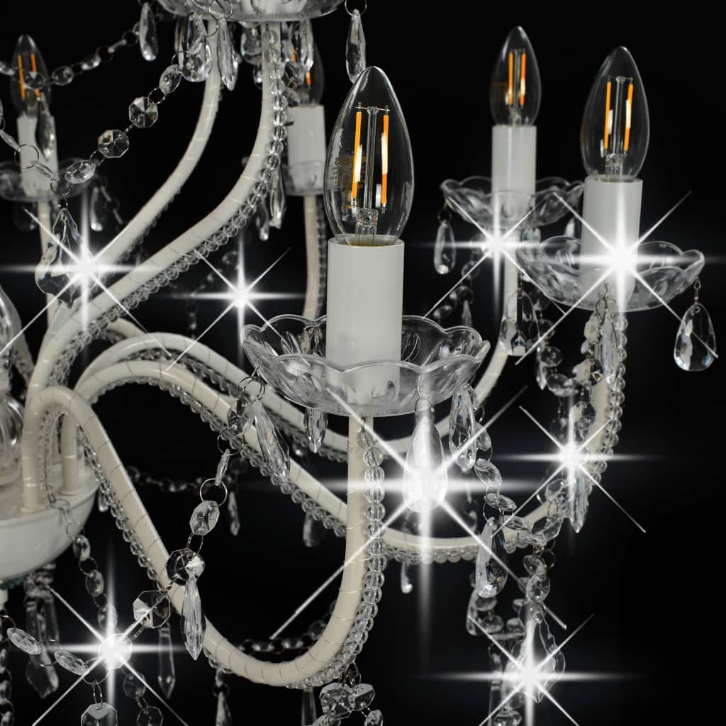 Candelabro a 2 Livelli Bianco 15 Lampadine E14 281612
