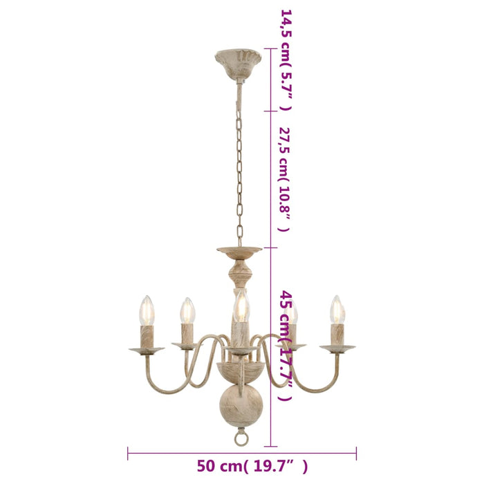 Candelabro Stile Anticato Bianco 5 Lampadine E14 281614